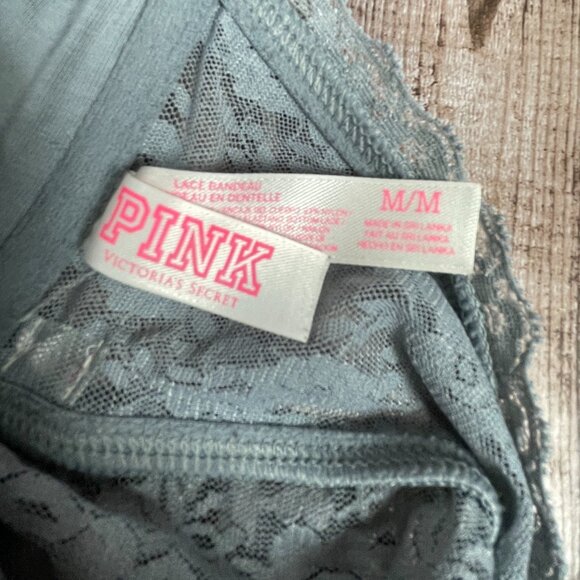 PINK VICTORIA'S SECRET Lace Bandeau Bralette Gray Sequins Lined Women's M EUC - Picture 4 of 6